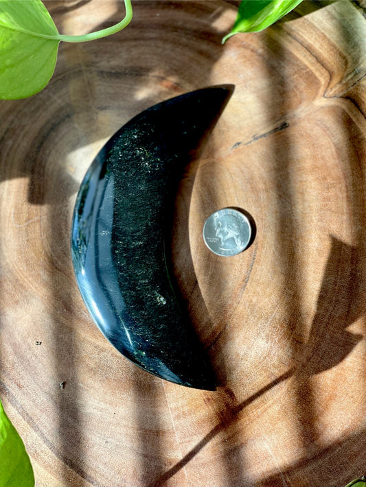 Rainbow Obsidian Crescent Moon