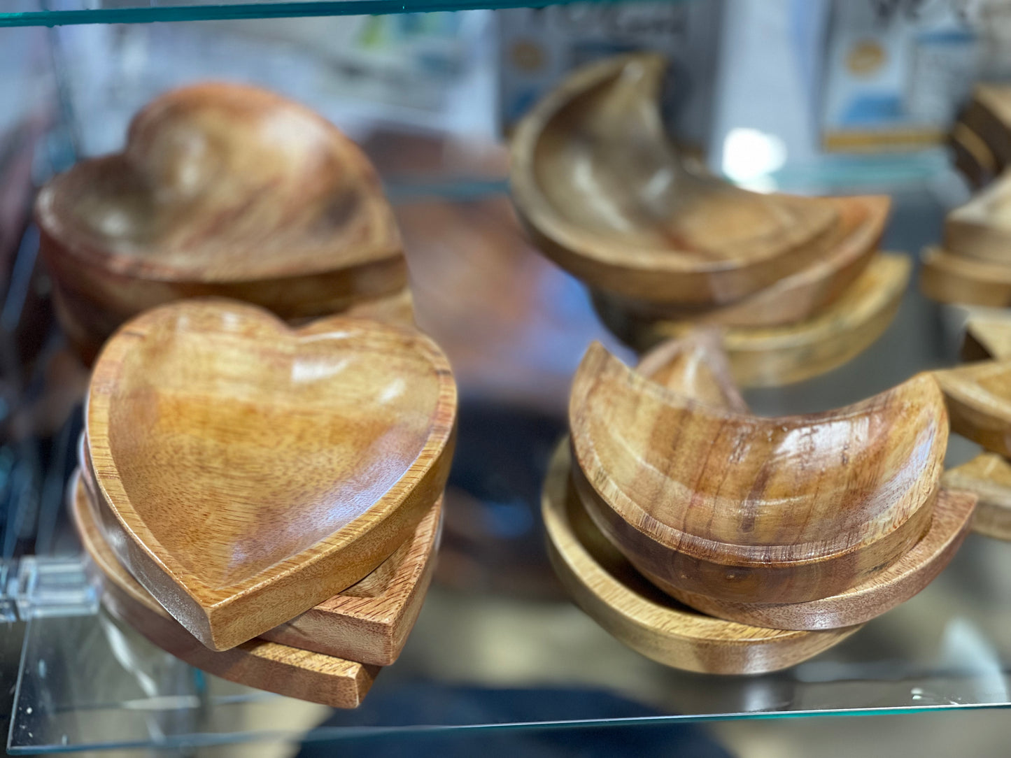 Crescent moon wooden bowl